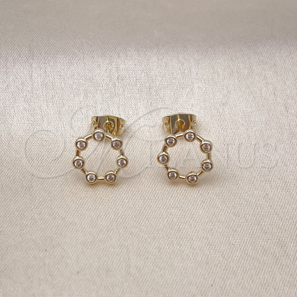 Arete Dormilona 02.213.0777 Oro Laminado, con Blanca Zirconia Cubica, Pulido, Tono Dorado
