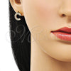 Arete Dormilona 02.213.0778 Oro Laminado, con Blanca Zirconia Cubica, Pulido, Tono Dorado