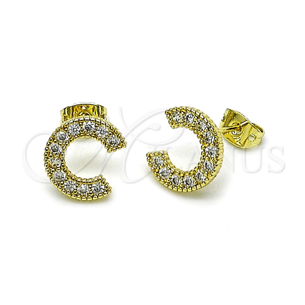 Arete Dormilona 02.213.0778 Oro Laminado, con Blanca Zirconia Cubica, Pulido, Tono Dorado