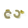 Arete Dormilona 02.213.0778 Oro Laminado, con Blanca Zirconia Cubica, Pulido, Tono Dorado