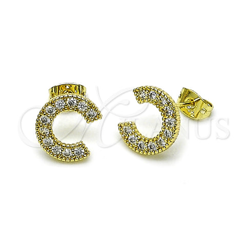 Arete Dormilona 02.213.0778 Oro Laminado, con Blanca Zirconia Cubica, Pulido, Tono Dorado