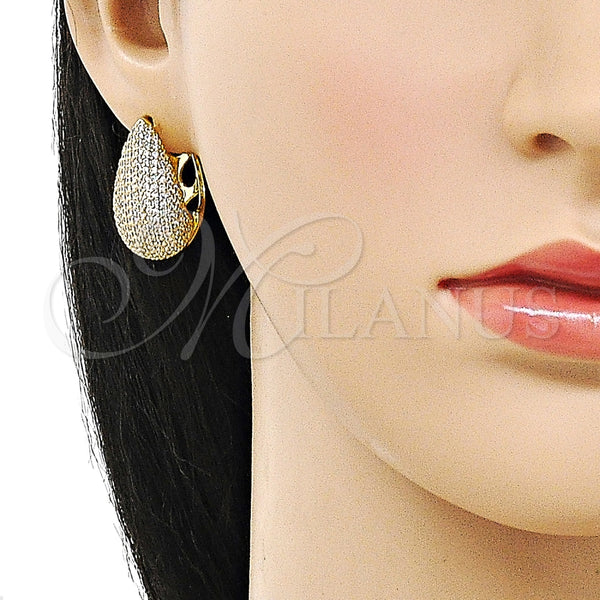 Argolla Huggie 02.283.0165.18 Oro Laminado, Diseño de Gota, con Zirconia Cubica Blanca, Pulido, Tono Dorado