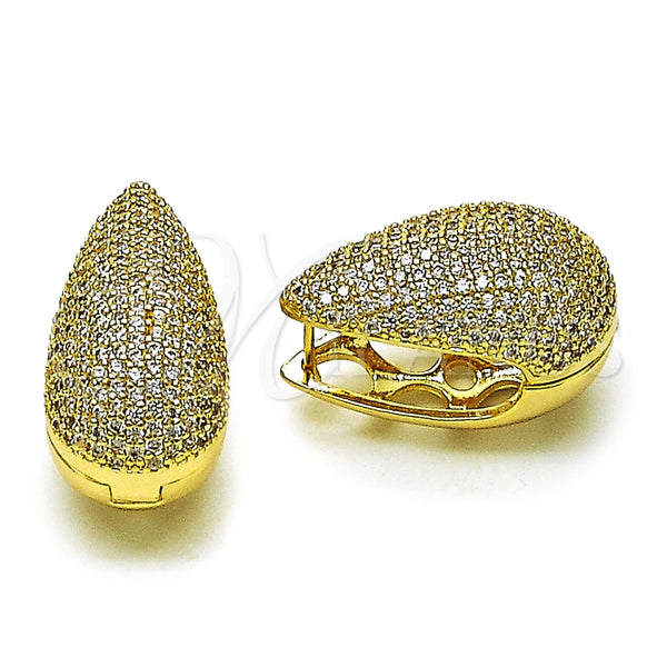 Argolla Huggie 02.283.0165.18 Oro Laminado, Diseño de Gota, con Zirconia Cubica Blanca, Pulido, Tono Dorado