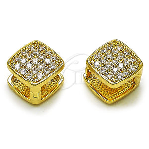 Argolla Huggie 02.283.0175.12 Oro Laminado, con Blanca Zirconia Cubica, Pulido, Tono Dorado