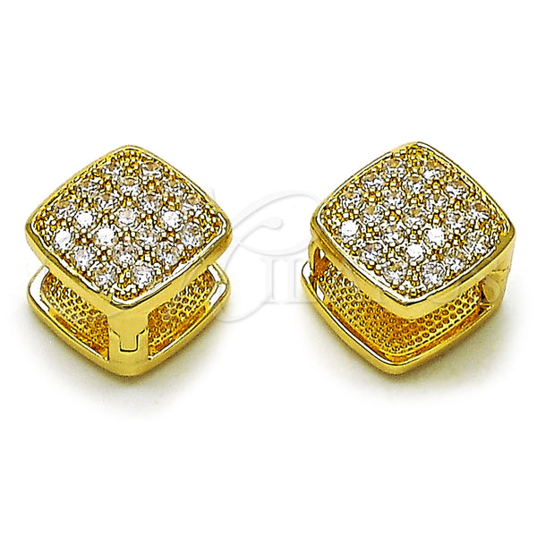 Argolla Huggie 02.283.0175.12 Oro Laminado, con Blanca Zirconia Cubica, Pulido, Tono Dorado