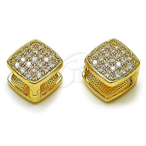 Argolla Huggie 02.283.0175.12 Oro Laminado, con Blanca Zirconia Cubica, Pulido, Tono Dorado