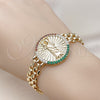 Pulsera Elegante 03.283.0340.2.07 Oro Laminado, Diseño de San Judas y Bismarco, con Multicolor Micro Pave, Pulido, Tono Dorado (10 MM Thickness, 7 Inches Length)