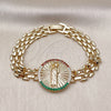 Pulsera Elegante 03.283.0340.2.07 Oro Laminado, Diseño de San Judas y Bismarco, con Multicolor Micro Pave, Pulido, Tono Dorado (10 MM Thickness, 7 Inches Length)