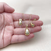 Juego de Arete y Dije de Adulto 10.156.0501 Oro Laminado, Diseño de Gota y Mariposa, con Blanca Micro Pave, Pulido, Tono Dorado