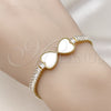 Pulsera Elegante 03.284.0050.2.07 Oro Laminado, Diseño de Corazón y Baguette, con Marfil Madre Perla and Blanca Zirconia Cubica, Pulido, Tono Dorado (05 MM Thickness, 7 Inches Length)