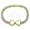 Pulsera Elegante 03.284.0050.2.07 Oro Laminado, Diseño de Corazón y Baguette, con Marfil Madre Perla and Blanca Zirconia Cubica, Pulido, Tono Dorado (05 MM Thickness, 7 Inches Length)