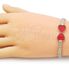 Pulsera Elegante 03.284.0050.3.07 Oro Laminado, Diseño de Corazón y Baguette, con Granate Madre Perla and Blanca Zirconia Cubica, Pulido, Tono Dorado (05 MM Thickness, 7 Inches Length)