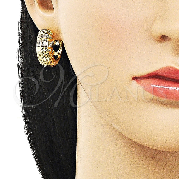 Argolla Huggie 02.210.0866.22 Oro Laminado, Diseño de Baguette, con Zirconia Cubica Blanca, Pulido, Tono Dorado