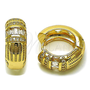 Argolla Huggie 02.210.0866.22 Oro Laminado, Diseño de Baguette, con Zirconia Cubica Blanca, Pulido, Tono Dorado