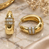 Argolla Huggie 02.283.0190.22 Oro Laminado, Diseño de Baguette, con Zirconia Cubica Blanca, Pulido, Tono Dorado