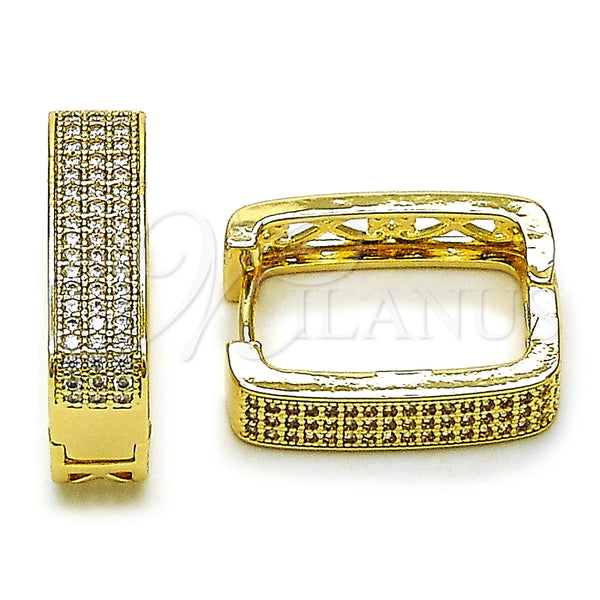 Argolla Huggie 02.283.0193.16 Oro Laminado, con Blanca Micro Pave, Pulido, Tono Dorado