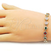 Pulsera Elegante 03.283.0442.07 Oro Laminado, Diseño de Flor, con Multicolor Zirconia Cubica, Pulido, Tono Dorado (07 MM Thickness, 7 Inches Length)