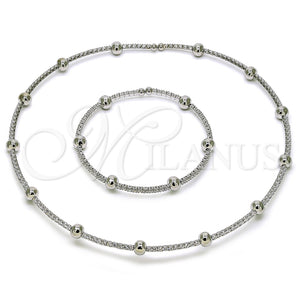 Collar y Pulsera 06.421.0001.1 Rodio Laminado, Diseño de Bola, con Zirconia Cubica Blanca, Pulido, Rodinado