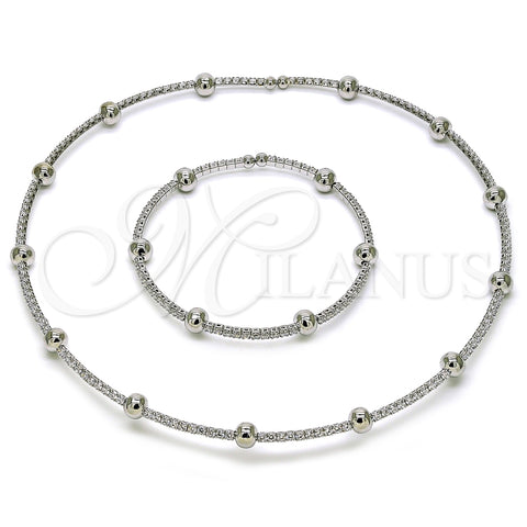 Collar y Pulsera 06.421.0001.1 Rodio Laminado, Diseño de Bola, con Zirconia Cubica Blanca, Pulido, Rodinado