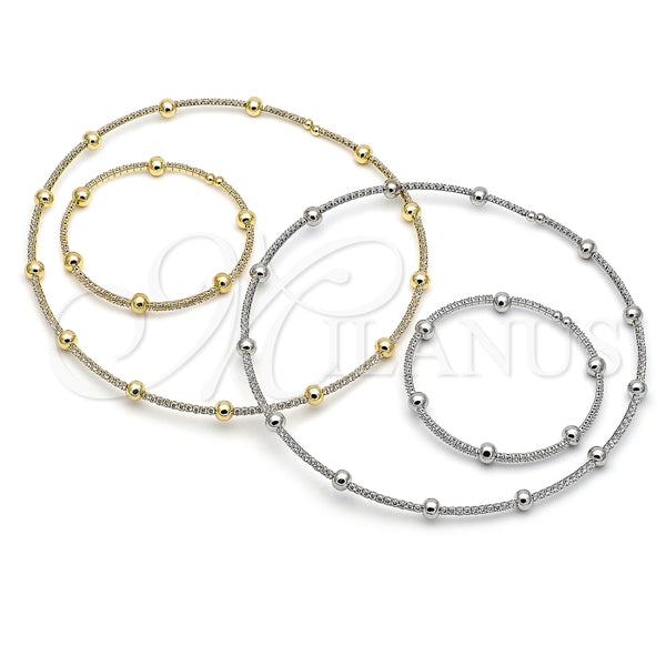 Collar y Pulsera 06.421.0001.1 Rodio Laminado, Diseño de Bola, con Zirconia Cubica Blanca, Pulido, Rodinado