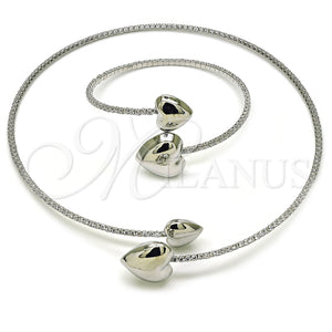 Collar y Pulsera 06.421.0003.1 Rodio Laminado, Diseño de Corazón, con Zirconia Cubica Blanca, Pulido, Rodinado