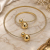 Collar y Pulsera 06.421.0004 Oro Laminado, Diseño de Bola, con Zirconia Cubica Blanca, Pulido, Tono Dorado