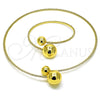 Collar y Pulsera 06.421.0004 Oro Laminado, Diseño de Bola, con Blanca Zirconia Cubica, Pulido, Tono Dorado