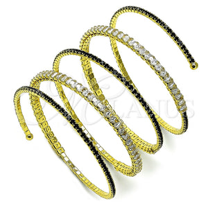 Aro Individual 07.421.0005 Oro Laminado, Diseño de Baguette, con Negro and Blanca Zirconia Cubica, Pulido, Tono Dorado (50 MM Thickness, One size fits all)