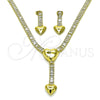 Collar y Dije 06.421.0005 Oro Laminado, Diseño de Corazón y Baguette, con Blanca Zirconia Cubica, Pulido, Tono Dorado