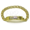 Pulsera con Placa 03.120.0012.08 Oro Laminado, Diseño de Guadalupe, Pulido, Tres Tonos (12 MM Thickness, 9 Inches Length)
