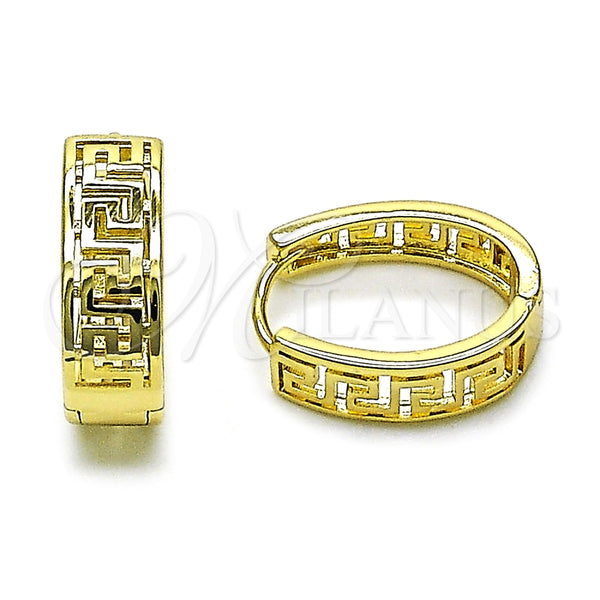 Argolla Huggie 02.213.0788.15 Oro Laminado, Diseño de Llave Griega, Pulido, Tono Dorado