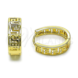 Argolla Huggie 02.213.0788.15 Oro Laminado, Diseño de Llave Griega, Pulido, Tono Dorado