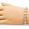 Pulsera Tennis 03.424.0004.07 Oro Laminado, con Blanca Zirconia Cubica, Pulido, Tono Dorado (09 MM Thickness, 7 Inches Length)