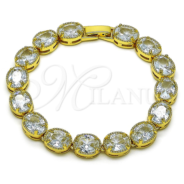 Pulsera Tennis 03.424.0004.07 Oro Laminado, con Blanca Zirconia Cubica, Pulido, Tono Dorado (09 MM Thickness, 7 Inches Length)