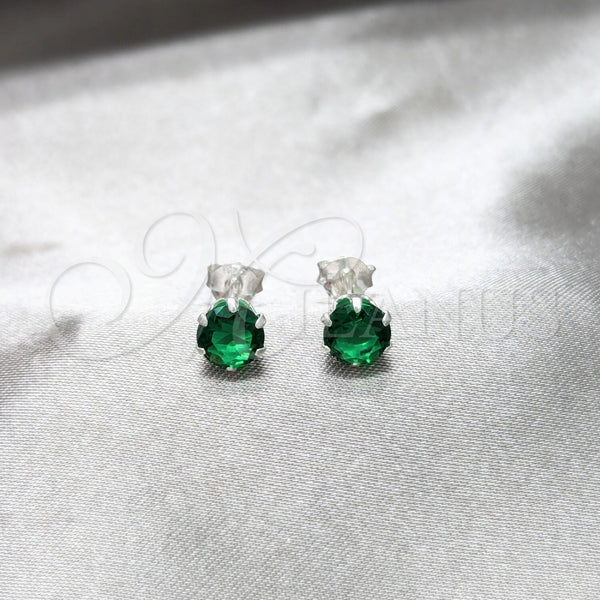 Arete Dormilona 02.392.0035 Plata Rodinada, con Zirconia Cubica Esmeralda, Pulido, Tono Plateado
