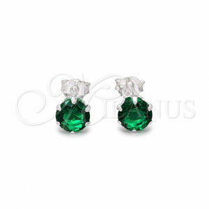 Arete Dormilona 02.392.0035 Plata Rodinada, con Zirconia Cubica Esmeralda, Pulido, Tono Plateado