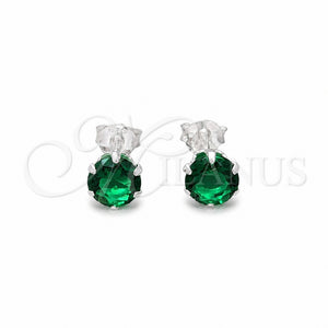 Arete Dormilona 02.392.0035 Plata Rodinada, con Zirconia Cubica Esmeralda, Pulido, Tono Plateado