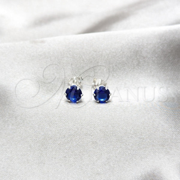 Arete Dormilona 02.392.0038 Plata Rodinada, con Zirconia Cubica Zafiro Azul, Pulido, Tono Plateado