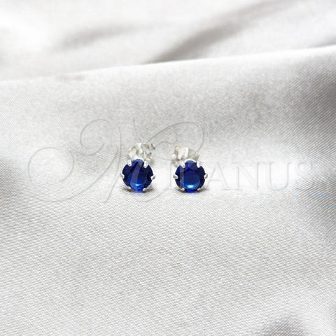 Arete Dormilona 02.392.0038 Plata Rodinada, con Zirconia Cubica Zafiro Azul, Pulido, Tono Plateado
