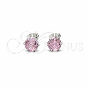 Arete Dormilona 02.392.0039 Plata Rodinada, con Zirconia Cubica Rosado, Pulido, Tono Plateado