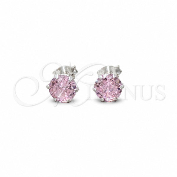 Arete Dormilona 02.392.0039 Plata Rodinada, con Zirconia Cubica Rosado, Pulido, Tono Plateado