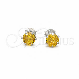 Arete Dormilona 02.392.0040 Plata Rodinada, con Zirconia Cubica Amarillo, Pulido, Tono Plateado
