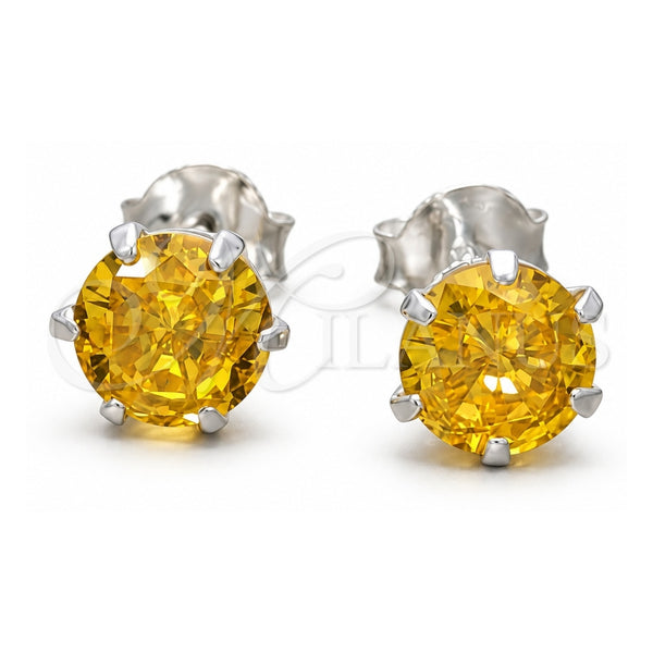 Arete Dormilona 02.392.0040 Plata Rodinada, con Zirconia Cubica Amarillo, Pulido, Tono Plateado