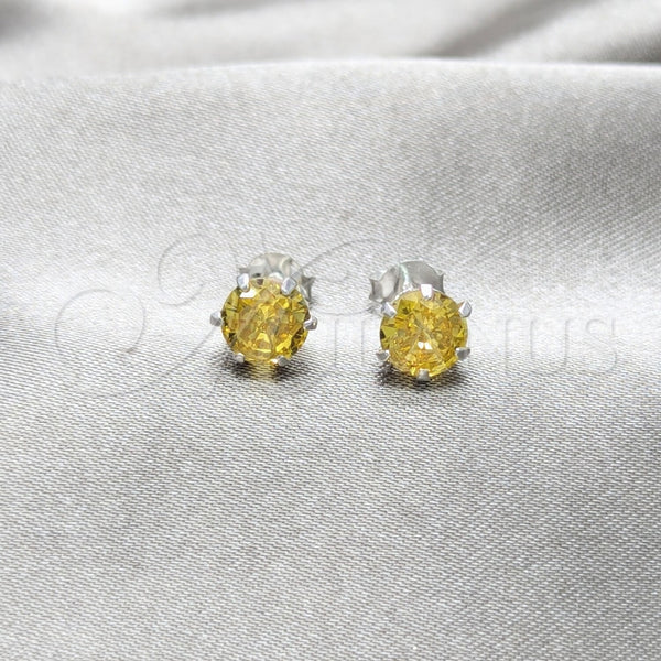 Arete Dormilona 02.392.0040 Plata Rodinada, con Zirconia Cubica Amarillo, Pulido, Tono Plateado