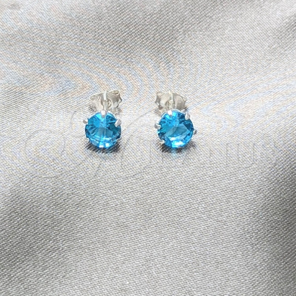 Arete Dormilona 02.392.0041 Plata Rodinada, con Zirconia Cubica Topacio Azul, Pulido, Tono Plateado