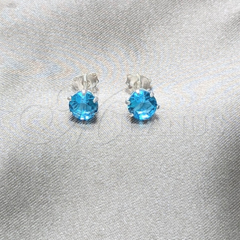 Arete Dormilona 02.392.0041 Plata Rodinada, con Zirconia Cubica Topacio Azul, Pulido, Tono Plateado