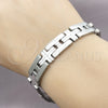 Pulsera Solida 03.114.0229.4.09 Acero Inoxidable, Diseño de Cruz, Pulido, Tono Plateado (12 MM Thickness, 9 Inches Length)