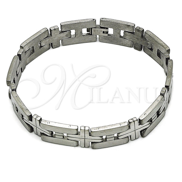 Pulsera Solida 03.114.0229.4.09 Acero Inoxidable, Diseño de Cruz, Pulido, Tono Plateado (12 MM Thickness, 9 Inches Length)