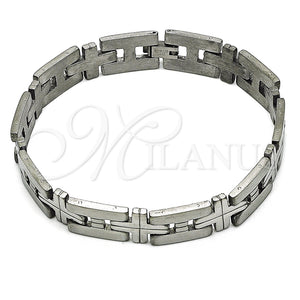 Pulsera Solida 03.114.0229.4.09 Acero Inoxidable, Diseño de Cruz, Pulido, Tono Plateado (12 MM Thickness, 9 Inches Length)