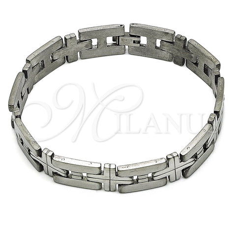Pulsera Solida 03.114.0229.4.09 Acero Inoxidable, Diseño de Cruz, Pulido, Tono Plateado (12 MM Thickness, 9 Inches Length)